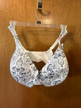 Cacique 42F Bra Lightly Lined Full Coverage Paisley Blue White NWT